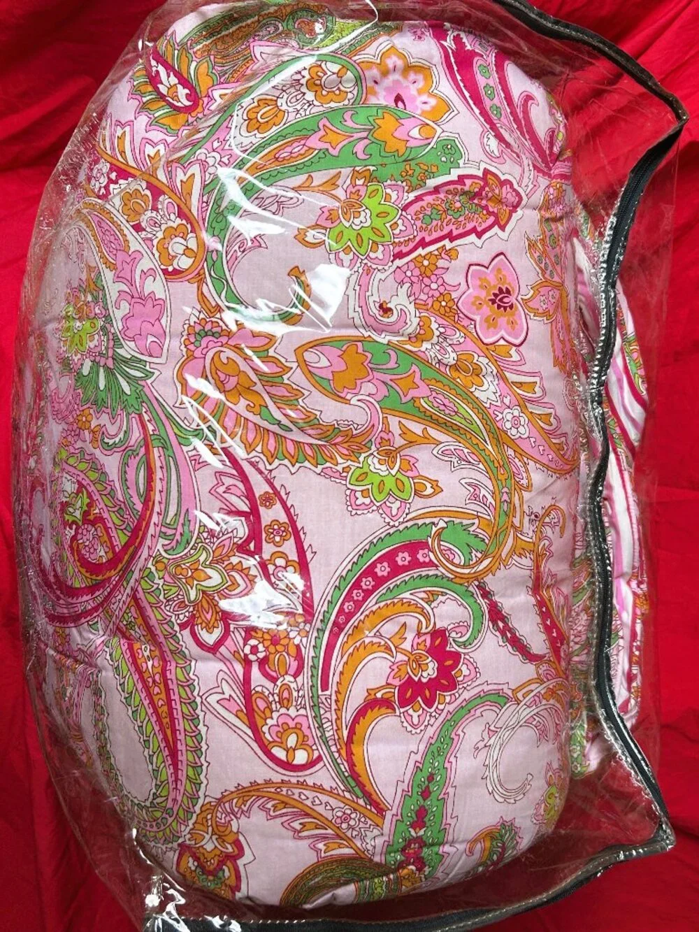 4pc~KING sz Comforter Set~vintage Ralph Lauren pink orange green paisley COTTON